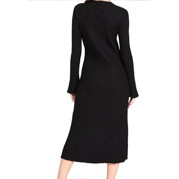 Simon Miller NEW Ribbed Black Dress Flare Sleeves Womens Size XL NWT Bodycon - Picture 3 of 16